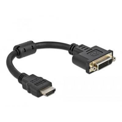Čierny adaptérový HDMI-DVI kábel s HDMI a DVI konektormi na pripojenie video a audio zariadení.