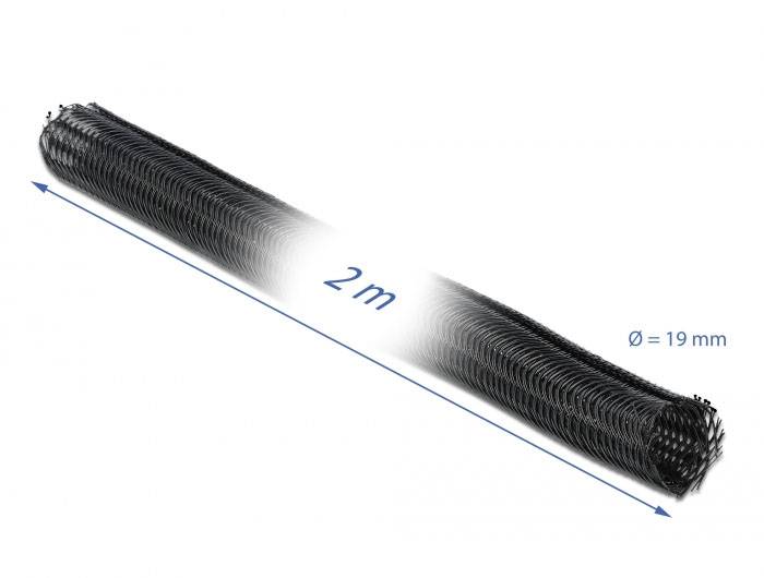 Delock 18855 18855, ochranný oplet polyester, 20 mm (max), čierna, 1 ks-2