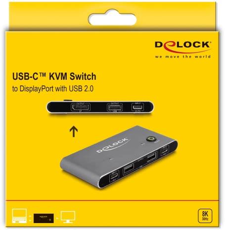 Delock 11487 USB-C® (USB 3.2 Gen 2) prepínač DisplayPort klávesnica, myš 7680 x 4320 Pixel-2