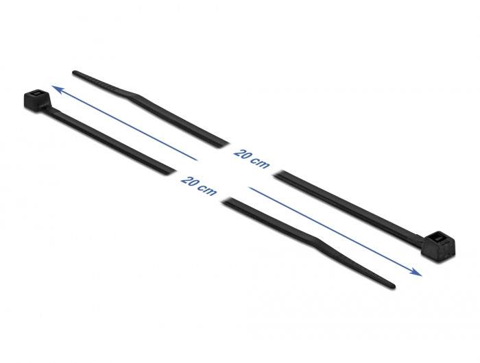 Delock 19353, sťahovacie pásky, čierna, žiarovo stabilizované, opakovane použiteľné, 100 ks-2