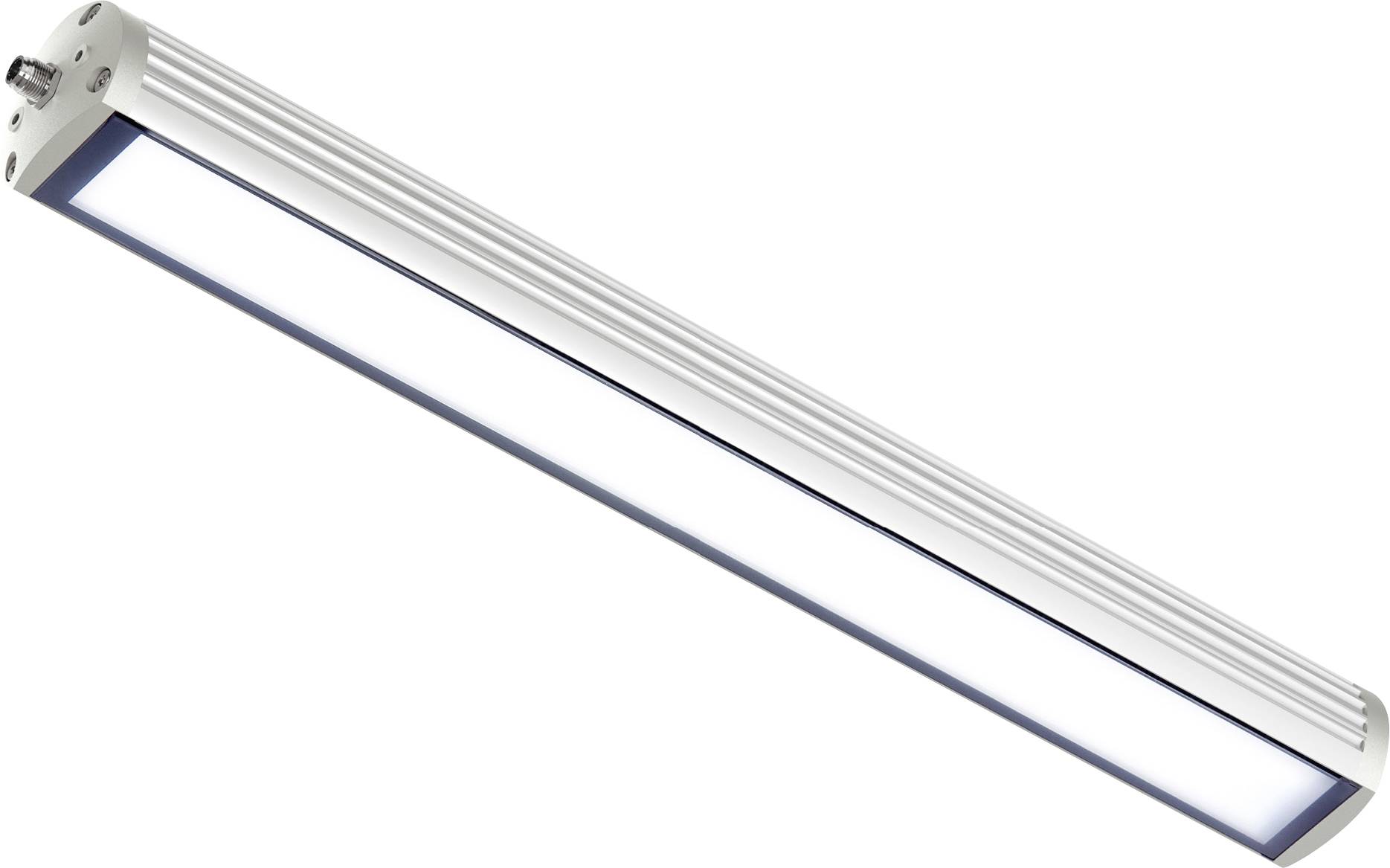 Obdĺžniková LED lampa v striebornom kryte, podlhovastého a minimalistického dizajnu. Vhodná pre kancelárske alebo priemyselné osvetlenie.