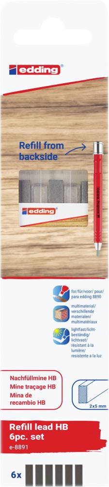 Edding HB Graphit 6er-Blister 4-8891-6-2090 Punta di ricambio Nero 1 KIT