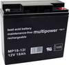 multipower MP18-12I MP18-12I olovený akumulátor 12 V 18 Ah olovený so skleneným rúnom (š x v x h) 181 x 167 x 76 mm póly kontaktu bezúdržbová, nebadateľné vybíjanie, VDS certifikácia