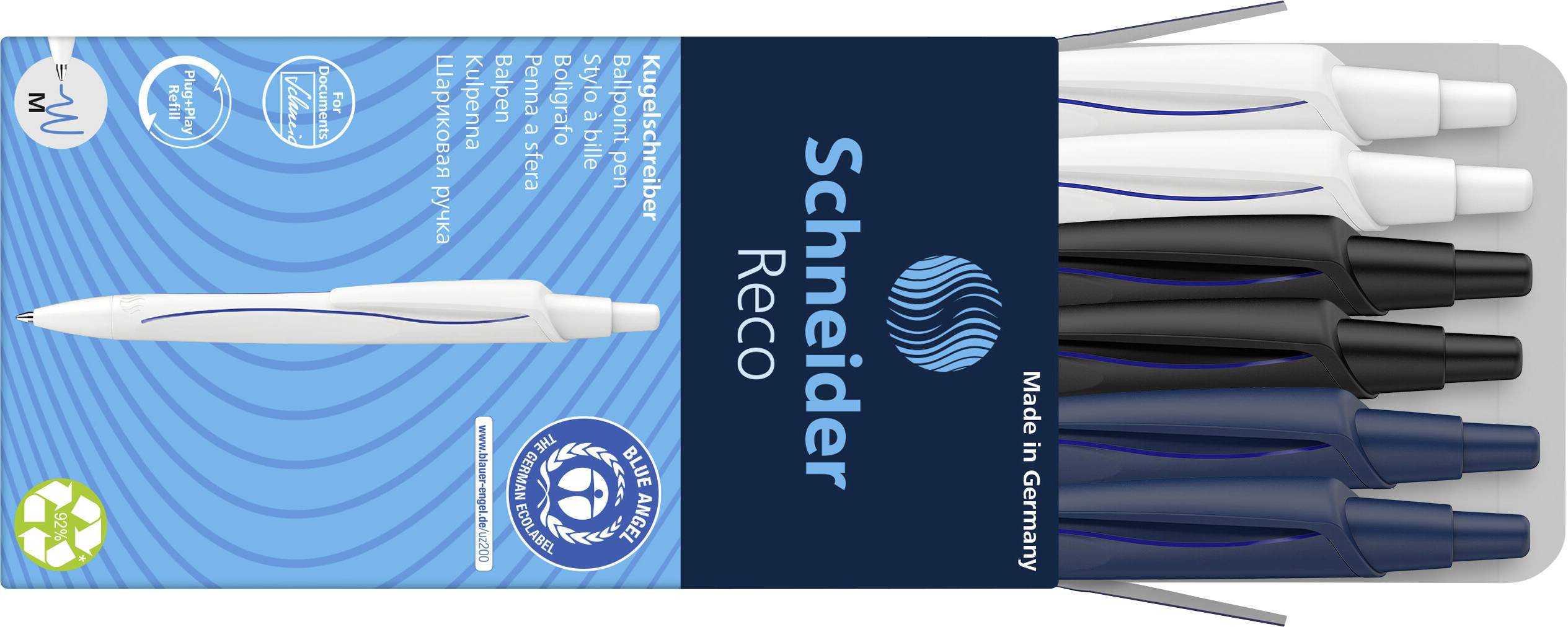 Schneider Schreibgeräte 1 pz. Kugelschreiber Reco 6er Pack sortiert, Mine blau 131886 Penna N/A