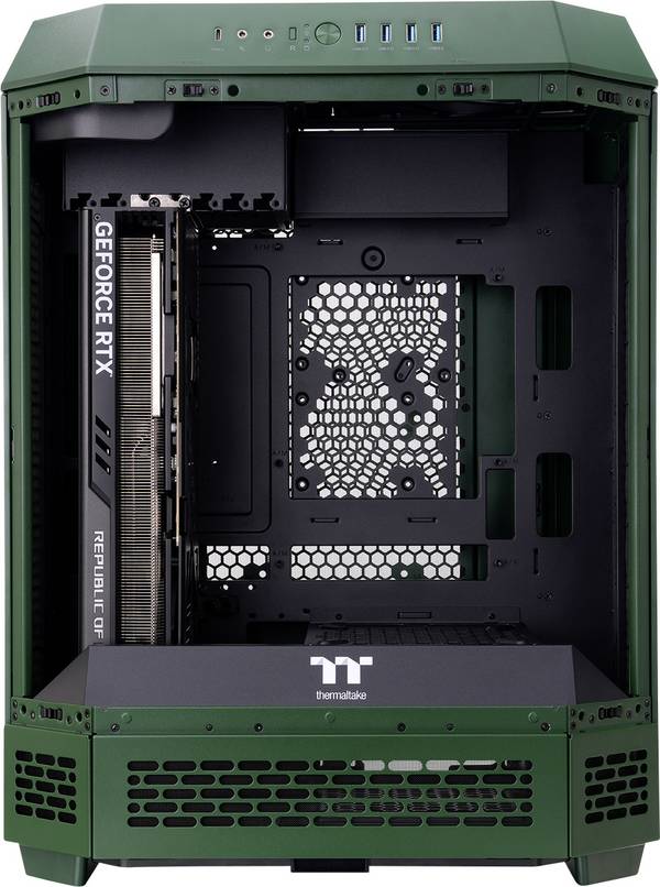 Thermaltake The Tower 600 Racing Green midi tower PC skrinka zelenočerá (fluorescenčná) bočné okno