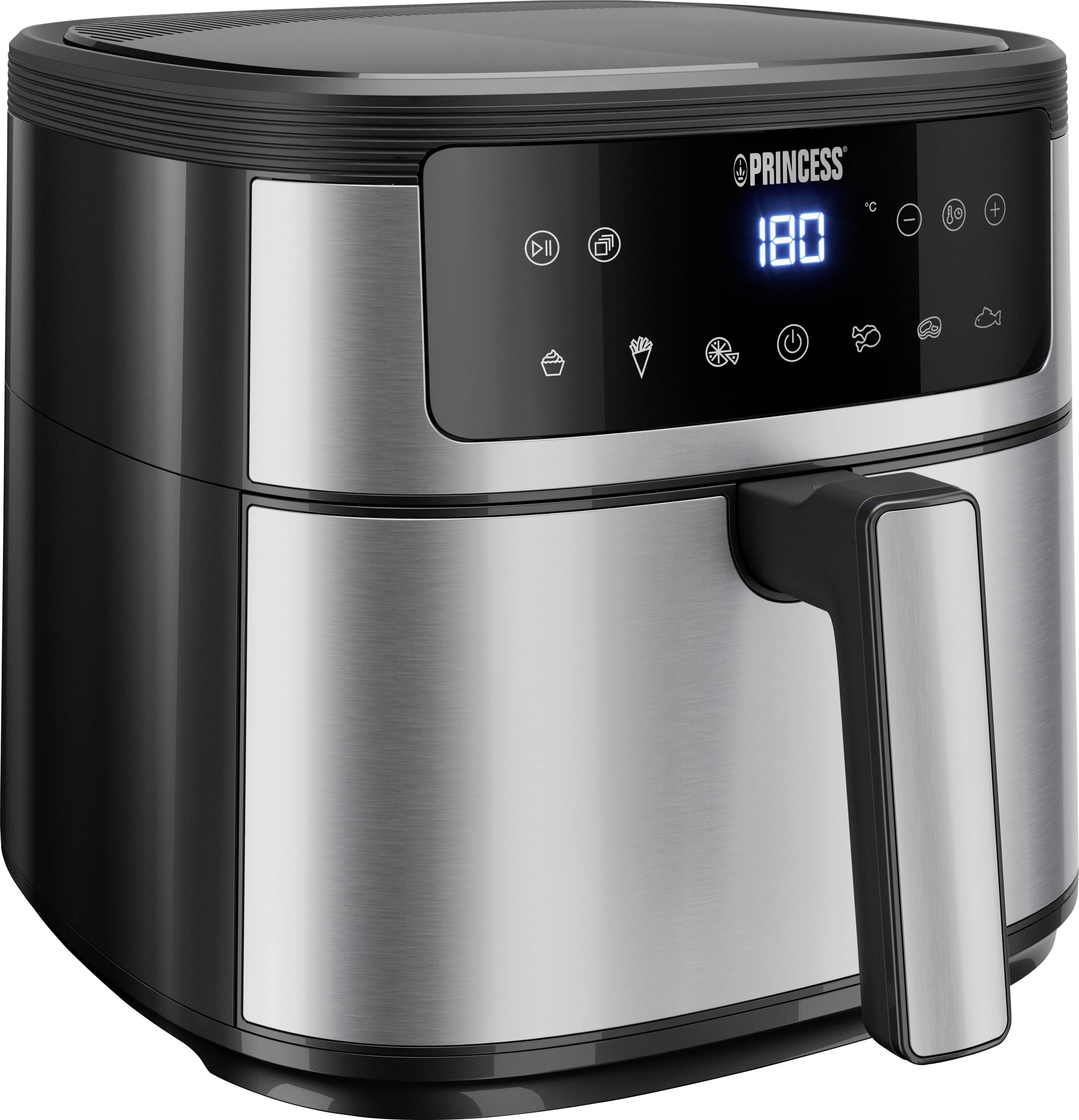 Princess Airfryer Friggitrice ad aria calda 6 l 1500 W con display , Rivestimento antiaderente, Funzione timer, Senza BPA, Protezione da surriscaldame