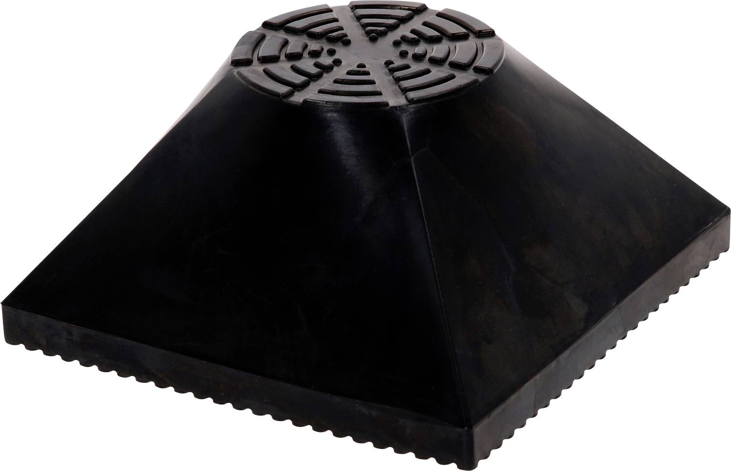 Čierny, pyramídový gumený prvok s guľatým, rebrovaným povrchom. Používa sa na tlmenie nárazov alebo stabilizáciu.