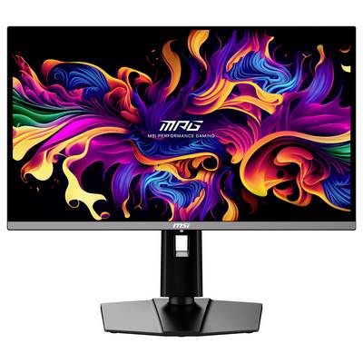 Počítačový monitor s živým, abstraktným vzorom v žiarivých farbách na čiernom pozadí, ktorý znázorňuje technológiu a dizajn.