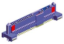 Modrý elektronický konektor s viacerými kolíkmi, vhodný pre elektronické alebo počítačové aplikácie.