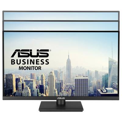 Podnikový monitor Asus zobrazuje panorámu New Yorku s ikonickými mrakodrapmi. Vysoko rozlíšený displej pre profesionálne použitie.