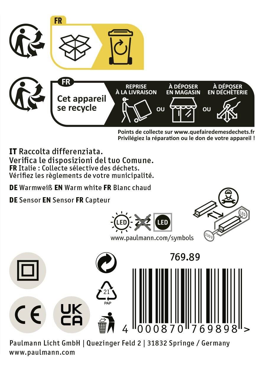 Etiketa pre likvidáciu elektrických zariadení. Symboly a pokyny pre správne triedenie odpadu a recykláciu. Informácie vo francúzštine a taliančine.