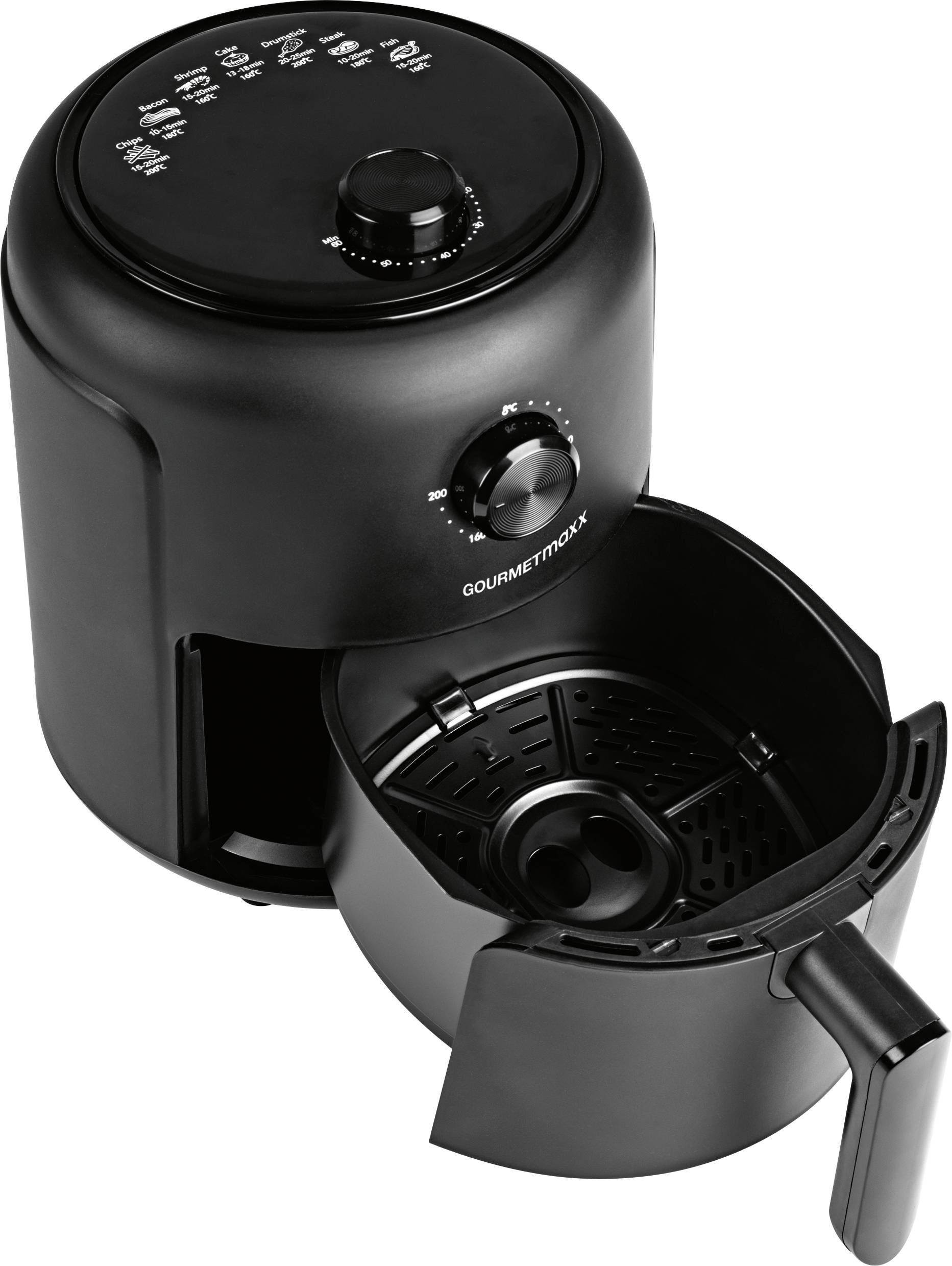 GourmetMaxx Heißluft-Fritteuse Mechanisch 2,3l Friggitrice ad aria calda 1000 W Nero