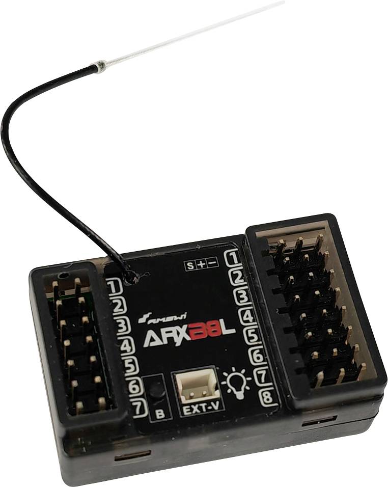 Elektronické zariadenie s nápisom 'ARX3BL' zobrazuje konektory pre rôzne káble a anténu v ľavom hornom rohu.