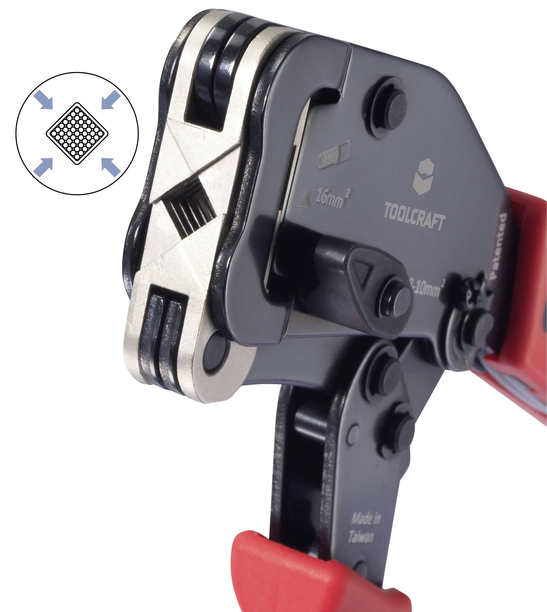 TOOLCRAFT TO-10191291 krimpovacie kliešte dutiny na káble, 0.08 do 16 mm²-5