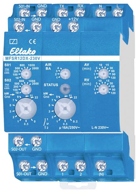 Eltako 22100530 MFSR12DX-230V Multifunctioneel stroomrelais 230 V/AC 1 stuk(s) Tijdsduur: 0.1 - 14400 s 1x NO afbeelding