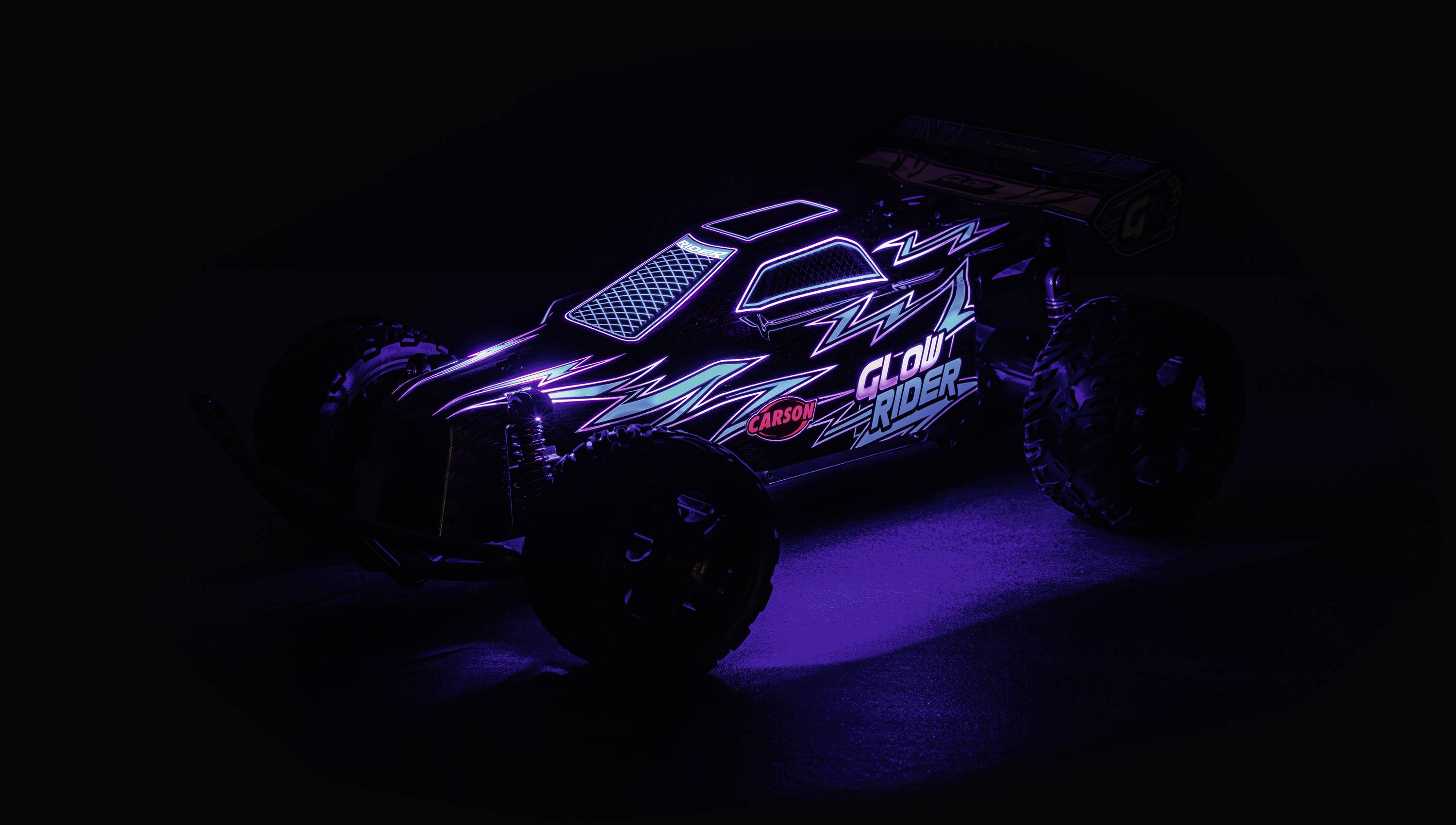Carson Modellsport Glow Rider modrá 1:12 RC model auta elektrický buggy 100% RTR 2,4 GHz vr. akumulátorov, nabíjačky a b-7