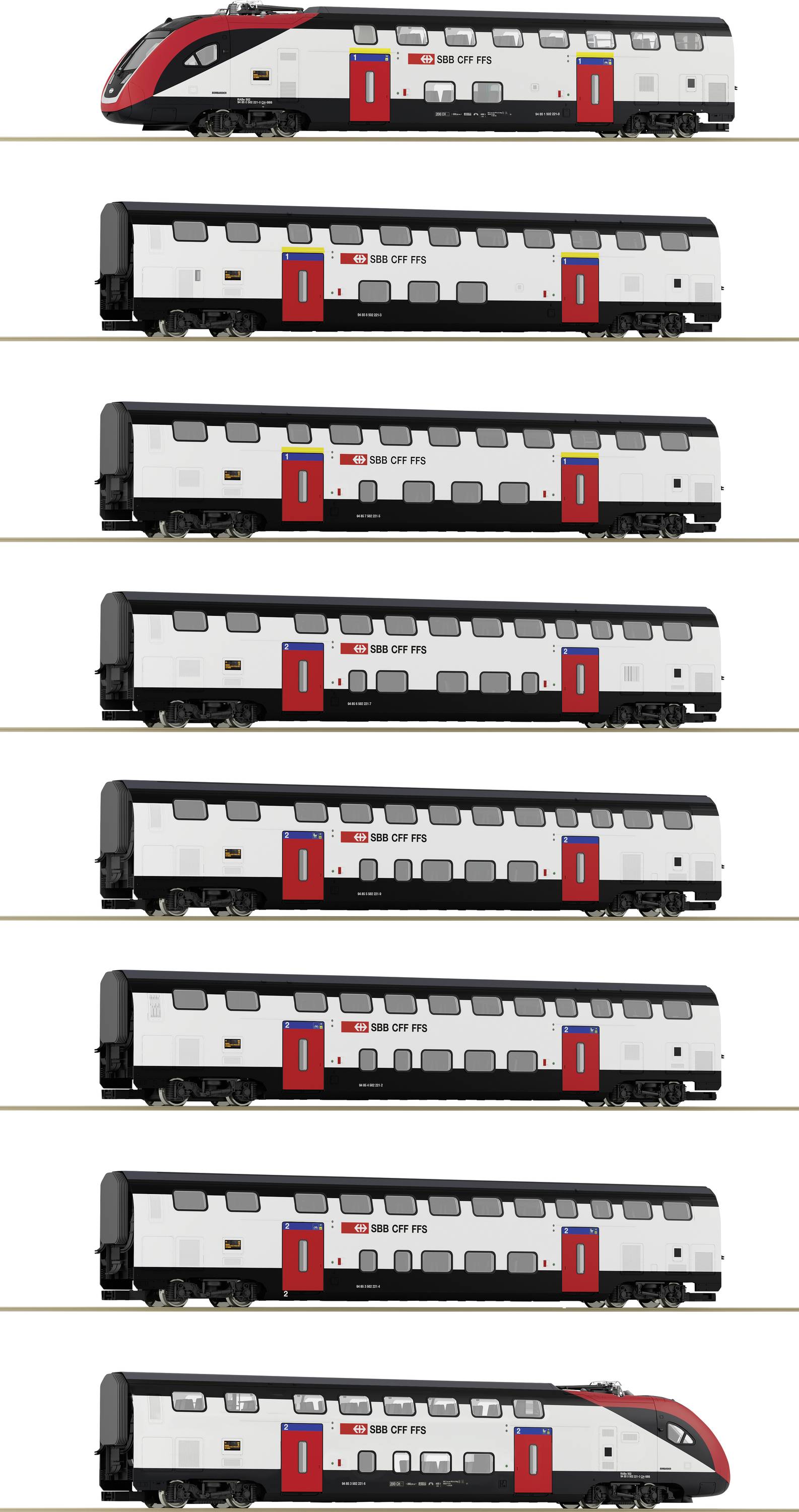 Roco 7710007 H0 8-delig Dubbeldekstrein Rabe 502 van de SBB