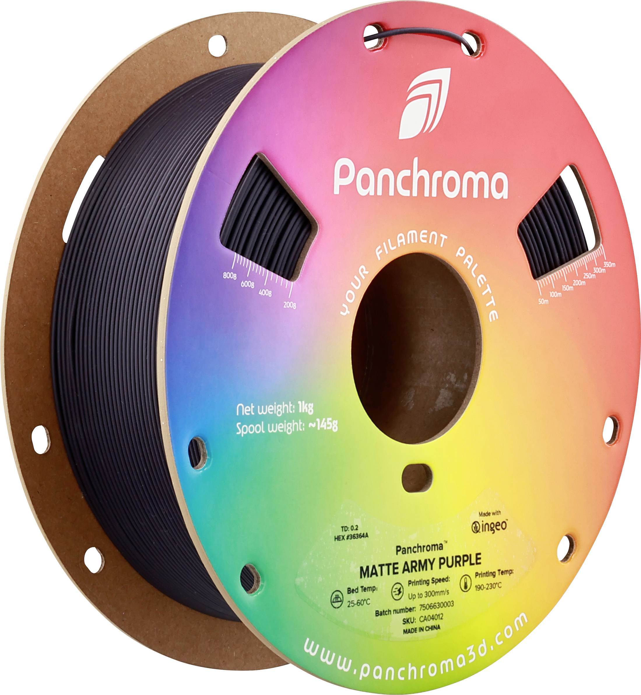 Polymaker CA04012 Panchroma™ Matte Filament Pla Kunststof Mat, Gering Kunststofgehalte 1.75 Mm 1000 G Army Purple, Lila 1 Stuk(s)
