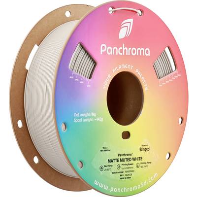 Farebná cievka filamentu s nápisom 'Panchroma' a 'MATTE MUTED WHITE', zobrazuje filament v svetlej bielej farbe.