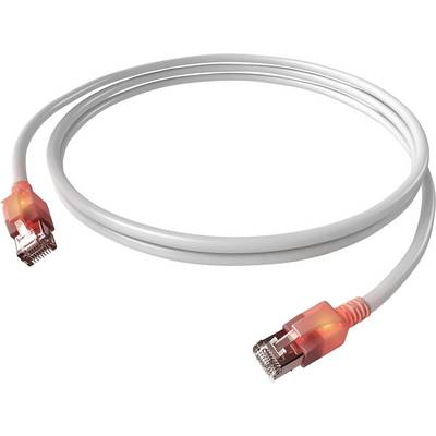 Sieťový kábel so svietiacimi červenými LED indikátormi na konektoroch, symbolizuje aktívne dátové spojenie alebo sieťovú aktivitu.