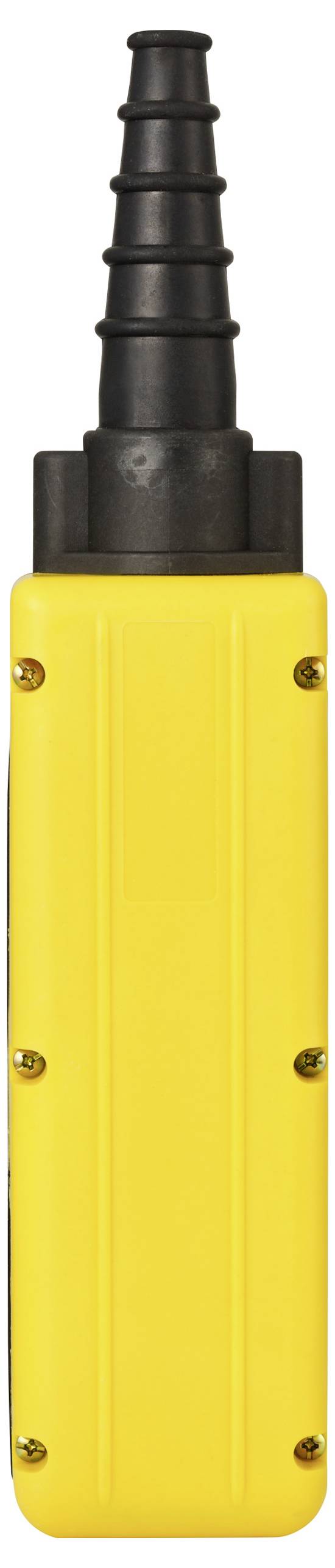 Žltá priemyselná jednotka diaľkového ovládania s čiernou anténou, vertikálne zarovnaná.