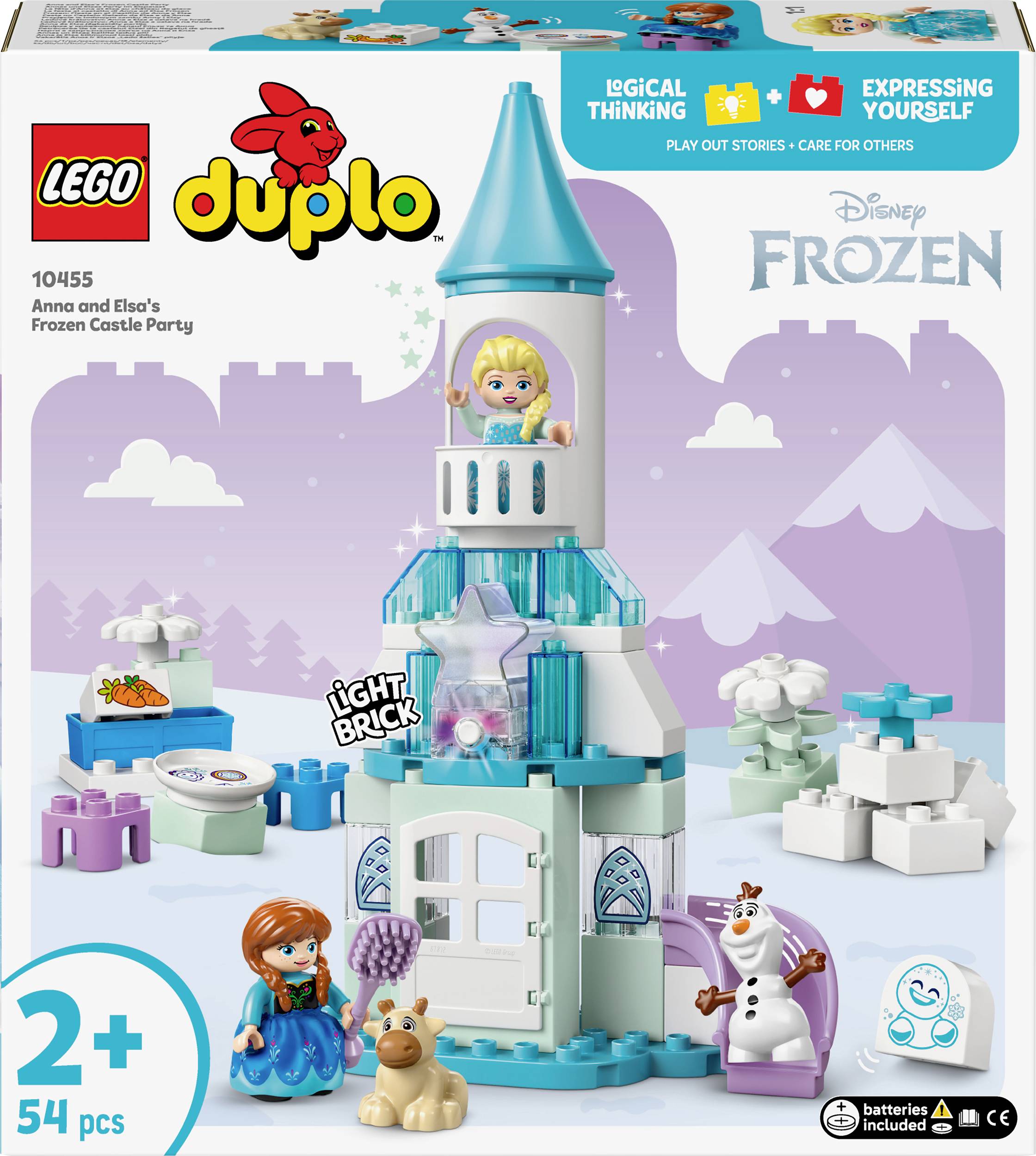 LEGO DUPLO súprava: 'Ľadový palác Anny a Elsy' s figúrkami Anna, Elsa a Olaf. Hračka pre deti od 2 rokov, 59 dielov.