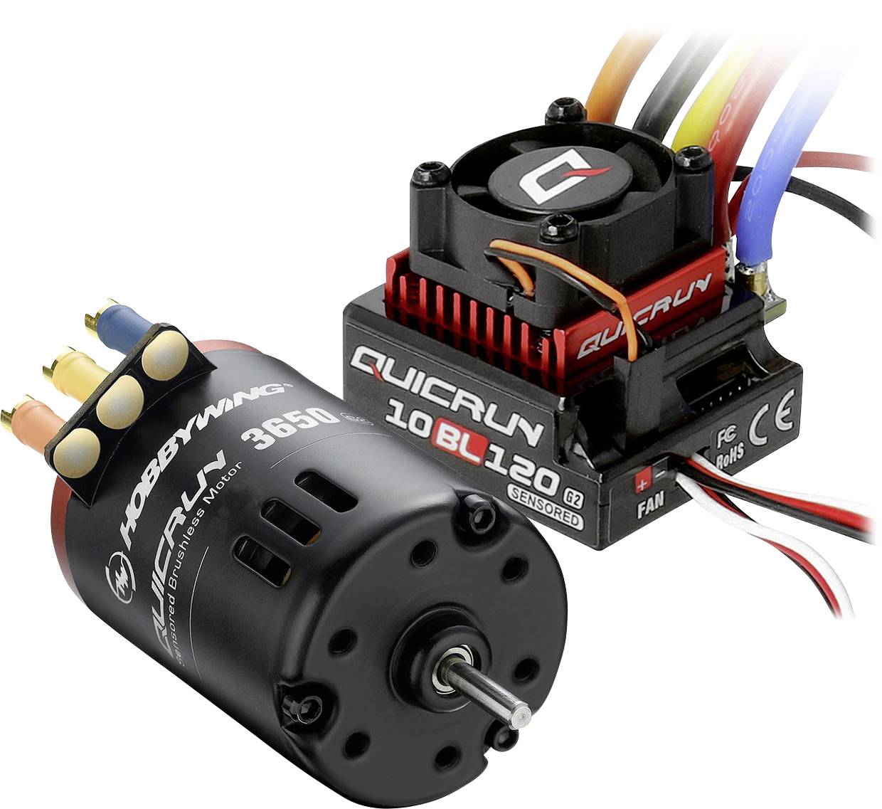 Hobbywing Combo 10BL120 G2 mit 3650SD 10.5T 38020381 Aantal windingen (turns): 10.5 Brushless aandrijving voor RC auto 1:10, 1:12