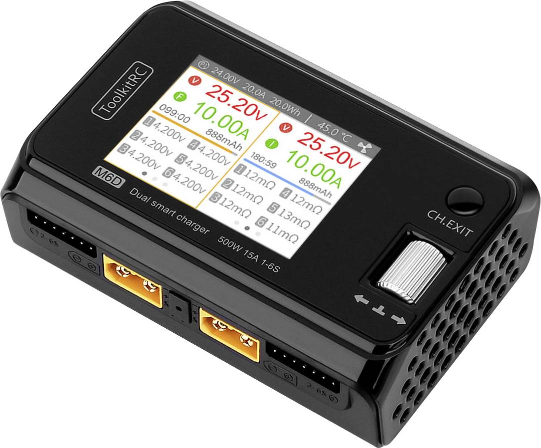 Nabíjačka s digitálnym displejom zobrazuje informácie o nabíjaní, ako sú napätie (25,20V), prúd (10,00A) a kapacita (888mAh).