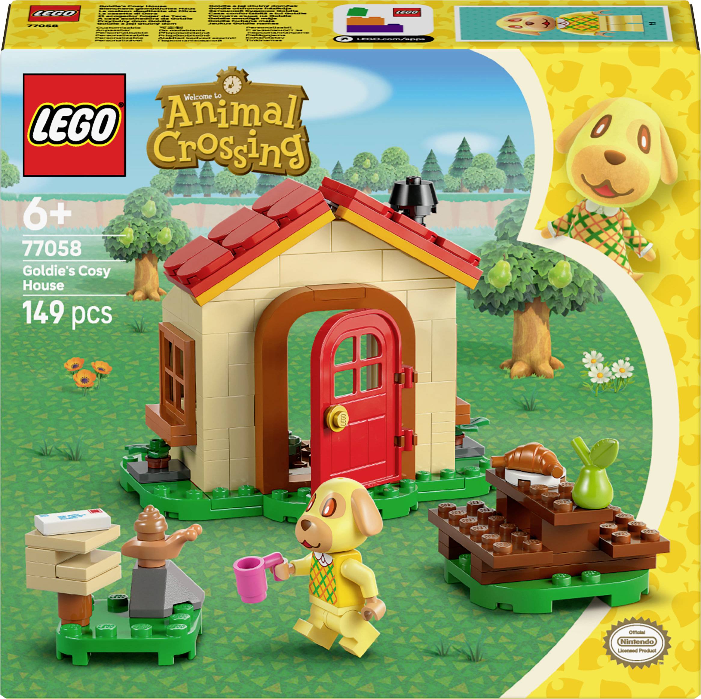 Lego Animal Crossing Zlatka's Útulný Domček 77058 - súprava s 149 dielkami, vhodná pre deti od 6 rokov, ktorá umožňuje postaviť malý domček, stromy a piknikový stôl.