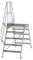 Kovový rebrík s šiestimi stupňami a širokou hornou plošinou pre bezpečné státie. Vhodný pre práce vo výške.
