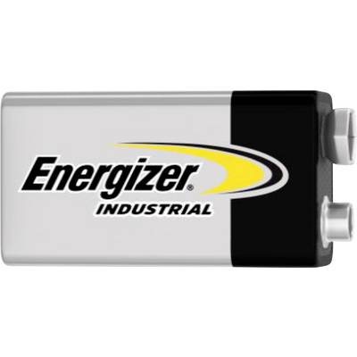 Batéria v obdĺžnikovom formáte s nápisom 'Energizer Industrial' a žltým oblúkom v dizajne.