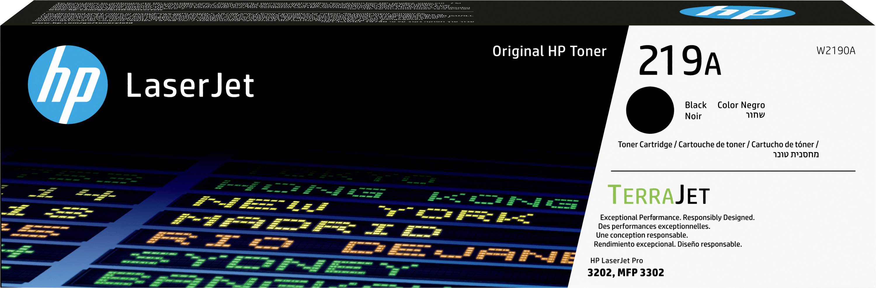 HP LaserJet 219A čierny toner, s technológiou TerraJet. Zvýrazňuje efektívny výkon a udržateľnosť. Kompatibilný s modelmi 3202, MFP 3202.
