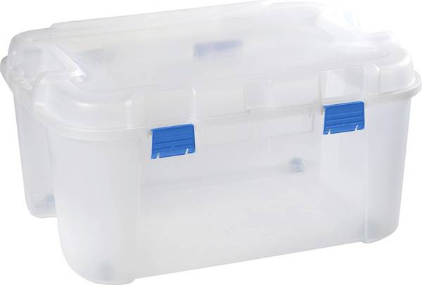 Curver 243690 úložný box, TOTEM Box 140L, transparent / blau, priehľadná, modrá, 1 ks