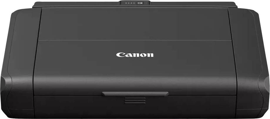 Tlačiareň Canon, kompaktná a prenosná, v čiernom kryte. Ideálna na cesty alebo do malých pracovných priestorov.