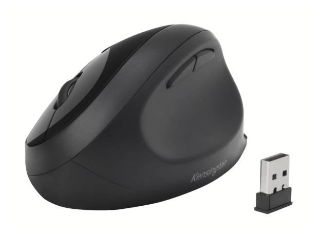 Bezdrôtová ergonomická myš s USB prijímačom. Čierna, vertikálny dizajn na zníženie námahy ruky. Vhodná pre pravákov aj ľavákov.