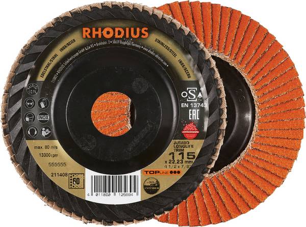 Rhodius 211408 JUMBO LONGLIFE TRIM vejárovitý brúsny kotúč   nerezová ocel, ocel 10 ks