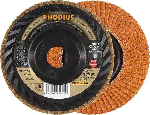 Rhodius 211411 JUMBO LONGLIFE TRIM vejárovitý brúsny kotúč   nerezová ocel, ocel 10 ks