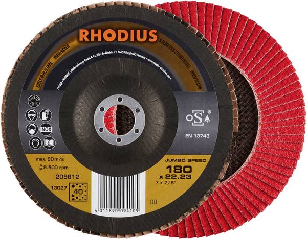 Rhodius 209812 JUMBO SPEED vejárovitý brúsny kotúč   nerezová ocel, ocel 10 ks