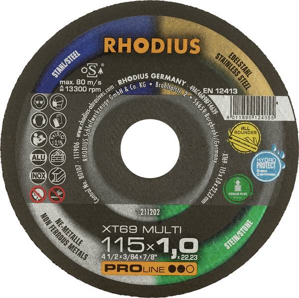 Rhodius XT69 MULTI 211707 rezný kotúč  50 ks obklady, keramika, neželezné kovy, kámen, ocel, nerezová ocel