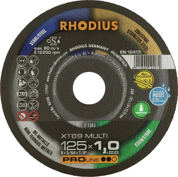 Rhodius XT69 MULTI 211566 rezný kotúč  25 ks obklady, keramika, neželezné kovy, kámen, ocel, nerezová ocel