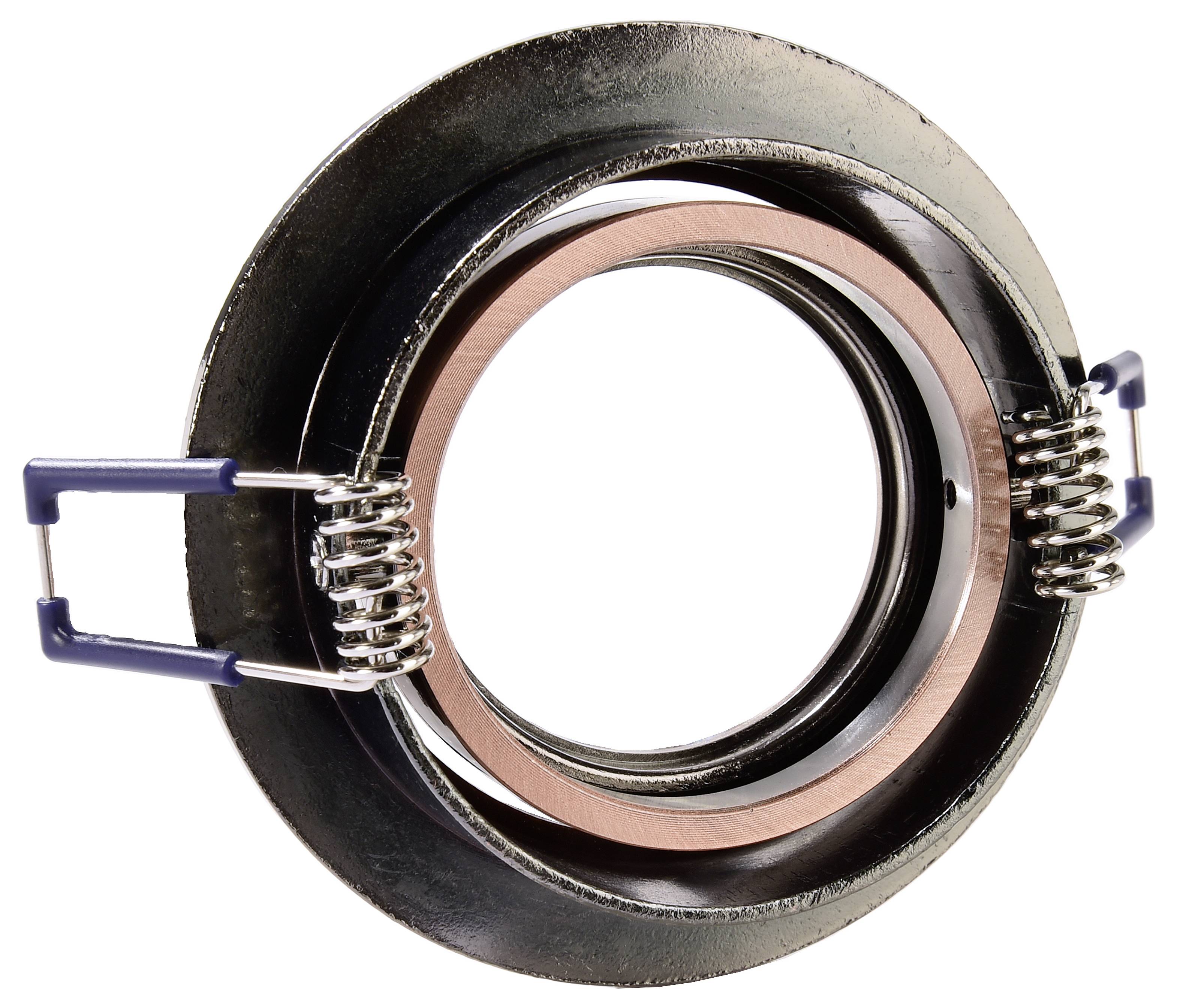 Guľaté, kovové ložisko s medeným krúžkom a modrými plastovými rukoväťami na oboch stranách. Má pružiny pre napätie.