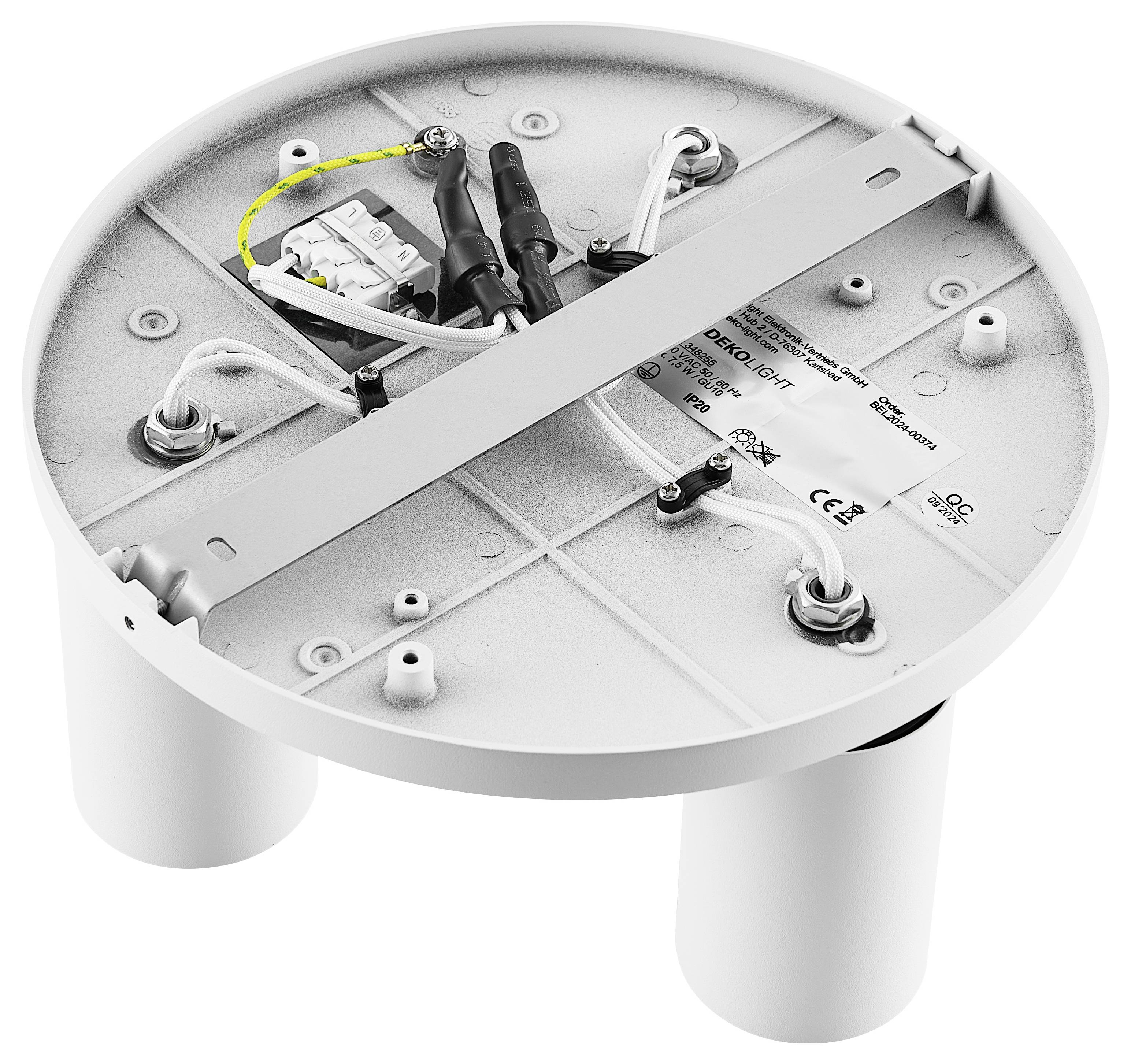 Kabelová zásuvka v kruhovom tvare s káblami a prípojkami, vhodná na inštaláciu elektrických zariadení na strope.