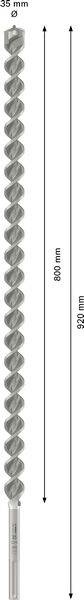 Dlhý vrták s celkovou dĺžkou 920 mm a pracovnou dĺžkou 800 mm. Vhodný pre hlboké vŕtanie.