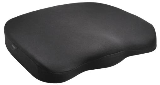 Ergonomický čierny sedací vankúš pre väčší komfort a podporu pri sedení.