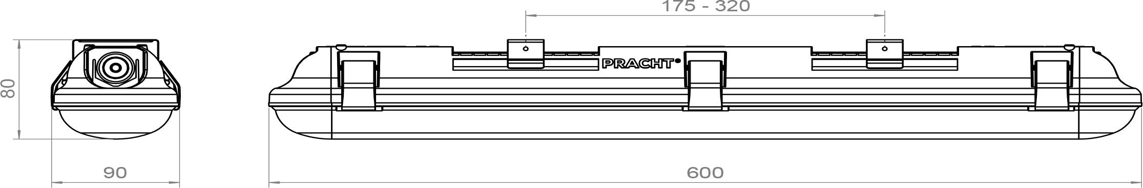 Pracht 5800222 5800222-LUNA_BL_ONE LED osvetlenie do vlhkého prostredia LED Svetelný zdroj môže vymeniť kvalifikovaný el-2