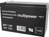 multipower MP7-12B 144799 olovený akumulátor 12 V 7 Ah olovený so skleneným rúnom (š x v x h) 65 x 102 x 151 mm plochý konektor 6,35 mm  bezúdržbová, nebadateľné vybíjanie, VDS certifikácia