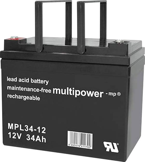 multipower MPL34-12 146663 olovený akumulátor 12 V 34 Ah olovený so skleneným rúnom (š x v x h) 197 x 170 x 131 mm skrutkované M5  bezúdržbová, nebadateľné vybíjanie