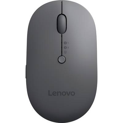 Bezdrôtová sivá myš Lenovo soScrollWheelom a dvoma tlačidlami. Prepínač pre duálny režim medzi Bluetooth a bezdrôtovým USB pripojením.