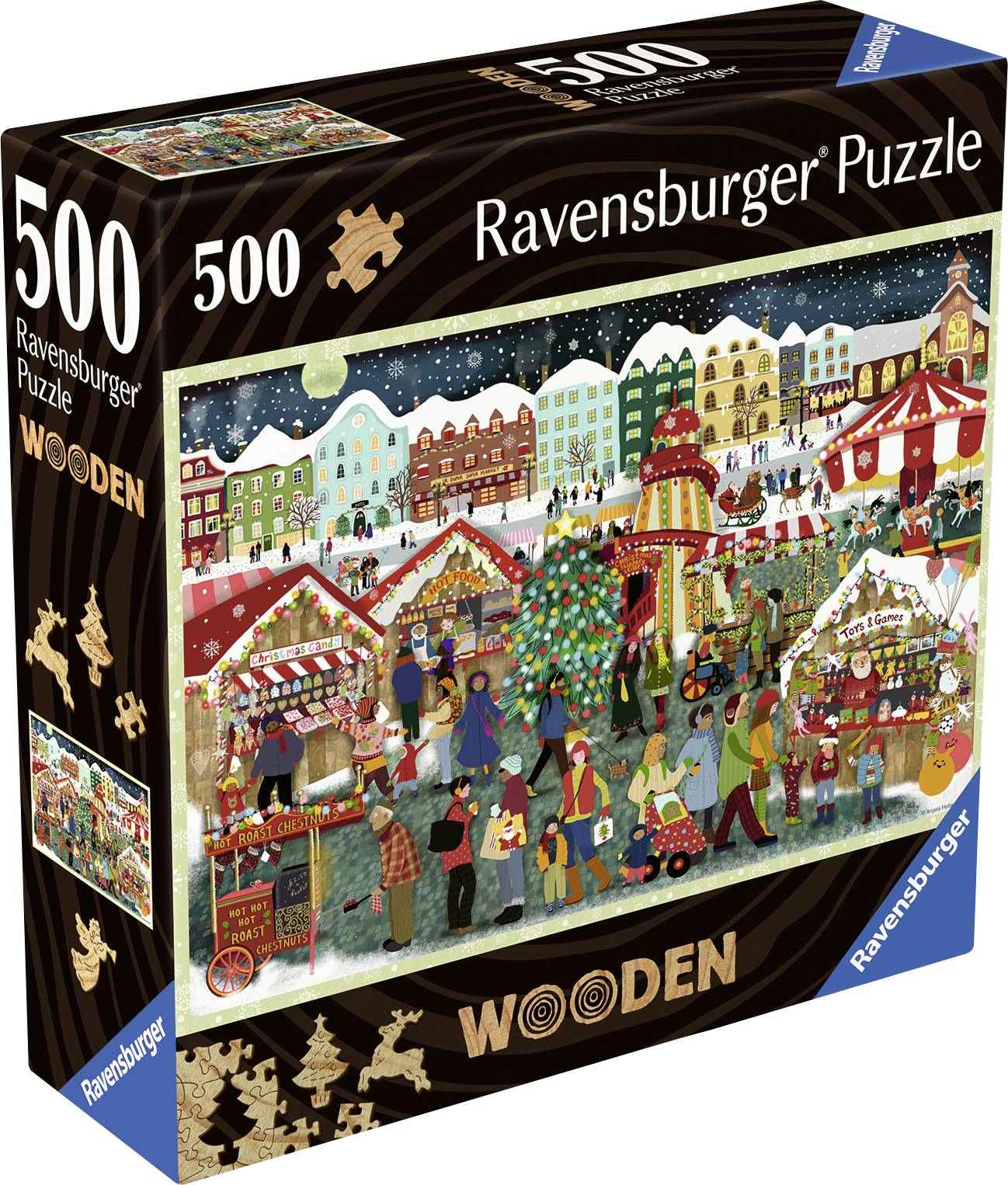 Puzzle pre dospelých 500 dielikov - Vianoce 12001539 RAVENSBURGER - Wooden Puzzle - Weihnachtsmarkt 500 Teile 1 ks-0