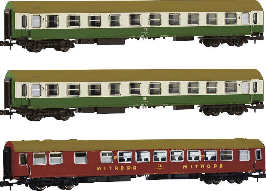 Arnold HN4483 N set van 3 personenrijtuigen OSShD type B, nr. 2/2 van de DR
